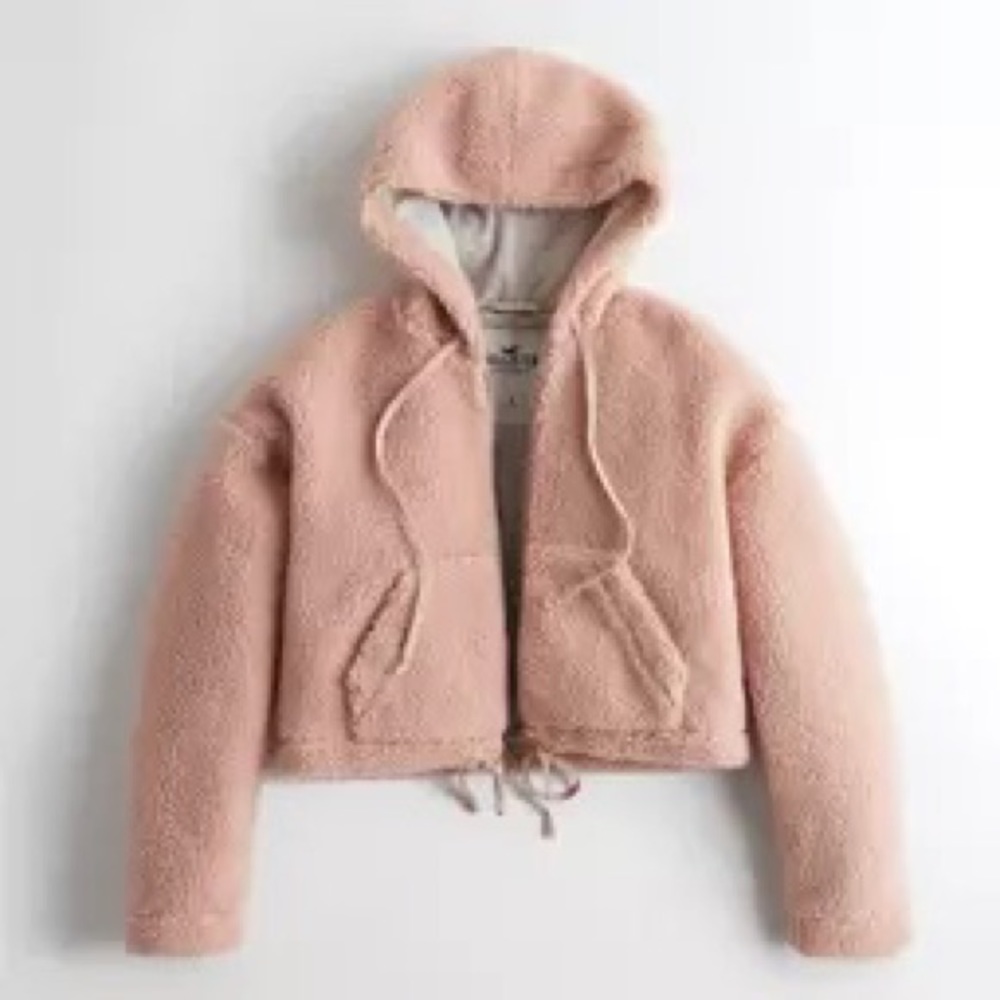 Pink Crop Sherpa Jacket Size: S
